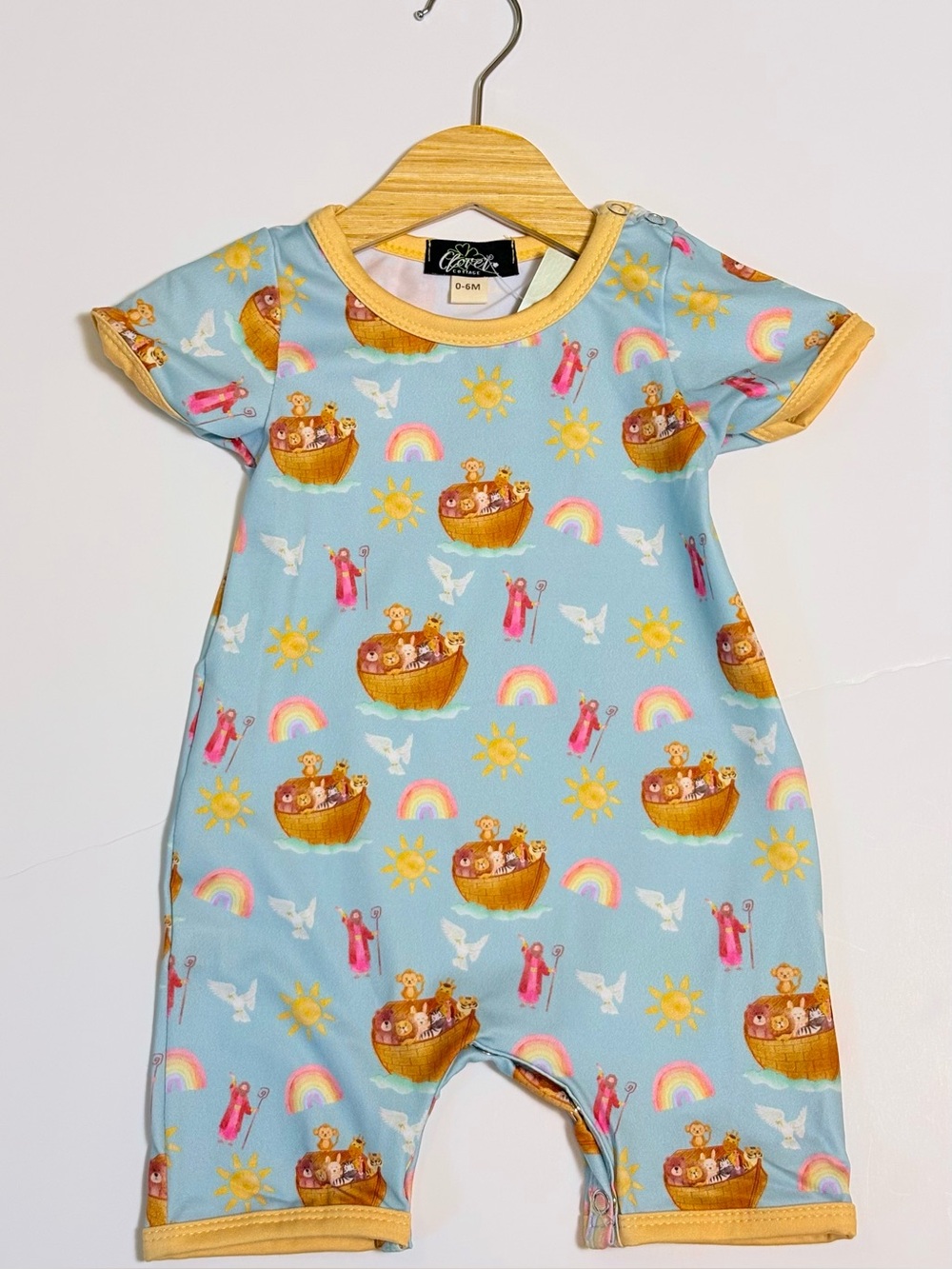 Clover Cottage The Noah’s Ark Boy Shorty Bamboo- Cotton Blend 0-6M